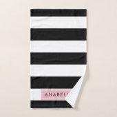 Schwarzweißstreifen, Streifen, Linien, Ihr Name Badhandtuch Set (Handtuch)