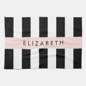 Schwarzweißstreifen, Streifen, Linien, Ihr Name Geschirrtuch (Horizontal)