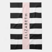 Schwarzweißstreifen, Streifen, Linien, Ihr Name Geschirrtuch (Vertikal)