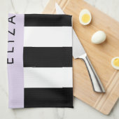 Schwarzweißstreifen, Streifen, Linien, Ihr Name Geschirrtuch (Viertel Falte)