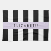 Schwarzweißstreifen, Streifen, Linien, Ihr Name Geschirrtuch (Horizontal)