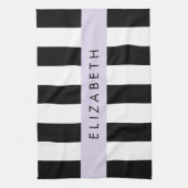 Schwarzweißstreifen, Streifen, Linien, Ihr Name Geschirrtuch (Vertikal)