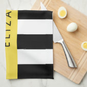 Schwarzweißstreifen, Streifen, Linien, Ihr Name Geschirrtuch (Viertel Falte)