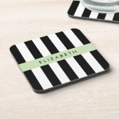 Schwarzweißstreifen, Streifen, Linien, Ihr Name Getränkeuntersetzer (Linke Seite)