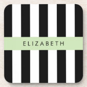 Schwarzweißstreifen, Streifen, Linien, Ihr Name Getränkeuntersetzer (Vorderseite)