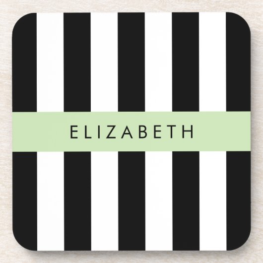 Schwarzweißstreifen, Streifen, Linien, Ihr Name Getränkeuntersetzer (Vorderseite)
