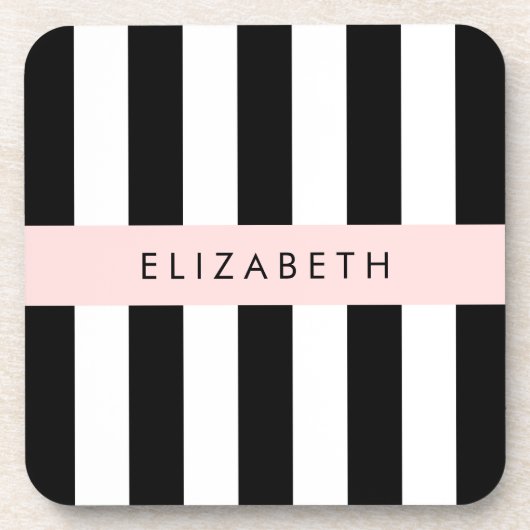 Schwarzweißstreifen, Streifen, Linien, Ihr Name Getränkeuntersetzer (Vorderseite)