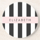 Schwarzweißstreifen, Streifen, Linien, Ihr Name Getränkeuntersetzer (Vorne)