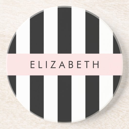 Schwarzweißstreifen, Streifen, Linien, Ihr Name Getränkeuntersetzer (Vorne)