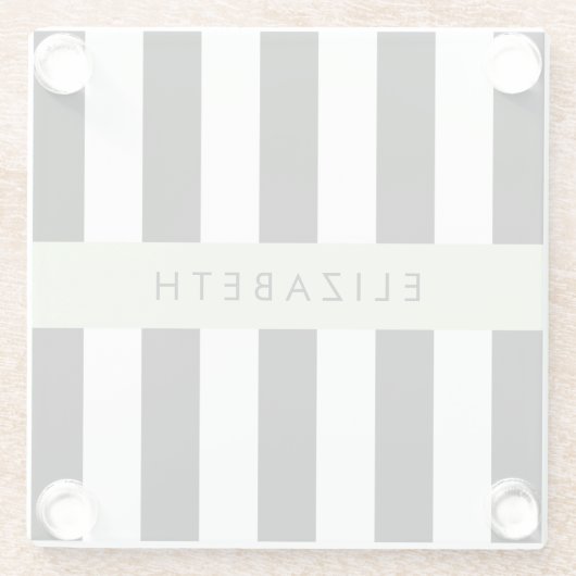 Schwarzweißstreifen, Streifen, Linien, Ihr Name Glasuntersetzer (Rückseite)