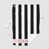 Schwarzweißstreifen, Streifen, Linien, Ihr Name Golfhandtuch (Insitu)