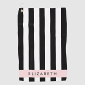 Schwarzweißstreifen, Streifen, Linien, Ihr Name Golfhandtuch (Vorderseite)