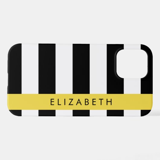 Schwarzweißstreifen, Streifen, Linien, Ihr Name iPhone Hülle (Rückseite (Horizontal))