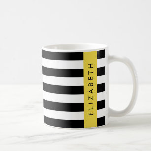 Schwarzweißstreifen, Streifen, Linien, Ihr Name Kaffeetasse