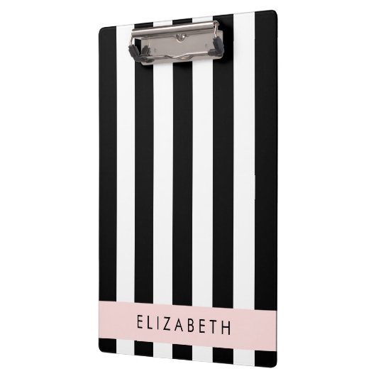 Schwarzweißstreifen, Streifen, Linien, Ihr Name Klemmbrett (Links)