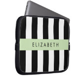 Schwarzweißstreifen, Streifen, Linien, Ihr Name Laptopschutzhülle (Vorne Rechts)