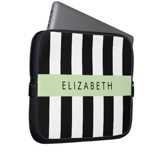 Schwarzweißstreifen, Streifen, Linien, Ihr Name Laptopschutzhülle (Vorne Rechts)