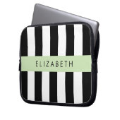 Schwarzweißstreifen, Streifen, Linien, Ihr Name Laptopschutzhülle (Vorderseite Links)