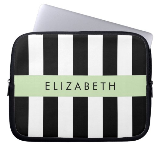 Schwarzweißstreifen, Streifen, Linien, Ihr Name Laptopschutzhülle (Vorderseite)