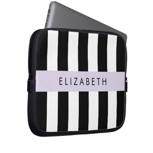 Schwarzweißstreifen, Streifen, Linien, Ihr Name Laptopschutzhülle (Vorne Rechts)