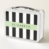 Schwarzweißstreifen, Streifen, Linien, Ihr Name Metall Brotdose (Rückseite)