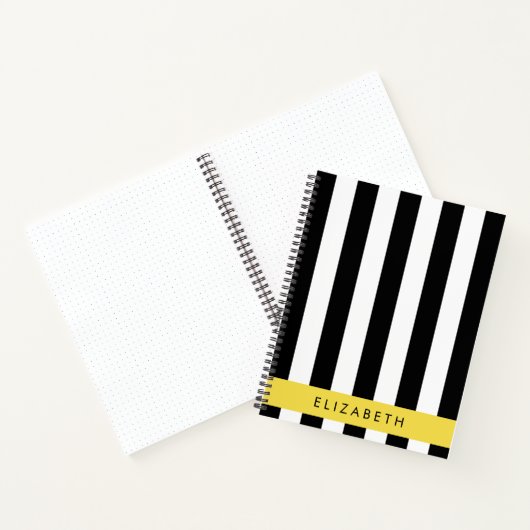 Schwarzweißstreifen, Streifen, Linien, Ihr Name Notizblock (Innenseite)