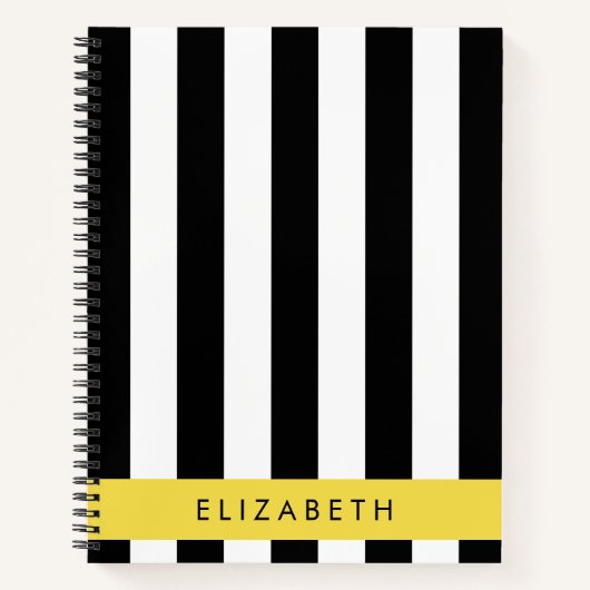 Schwarzweißstreifen, Streifen, Linien, Ihr Name Notizblock (Vorderseite)