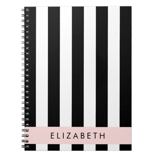 Schwarzweißstreifen, Streifen, Linien, Ihr Name Notizblock (Vorderseite)