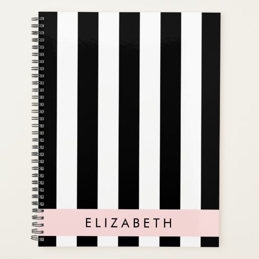 Schwarzweißstreifen, Streifen, Linien, Ihr Name Planer (Vorderseite)