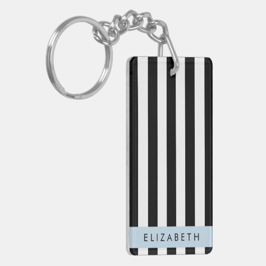 Schwarzweißstreifen, Streifen, Linien, Ihr Name Schlüsselanhänger (Vorderseite links)