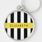 Schwarzweißstreifen, Streifen, Linien, Ihr Name Schlüsselanhänger (Vorne)