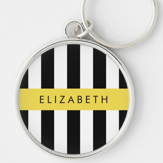 Schwarzweißstreifen, Streifen, Linien, Ihr Name Schlüsselanhänger (Vorne)