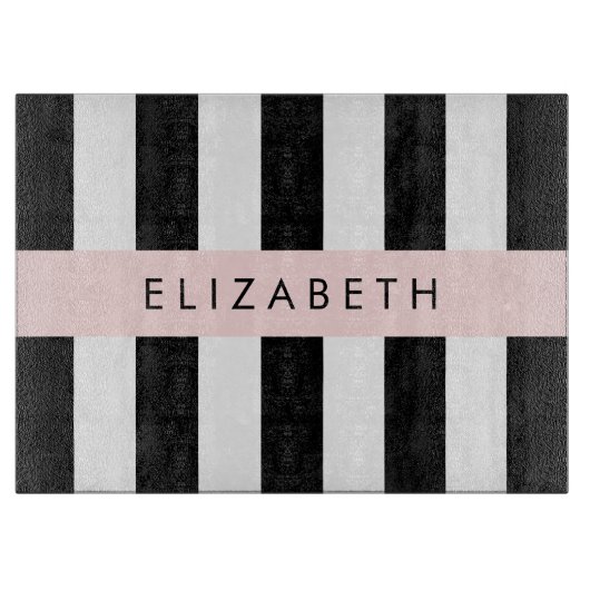 Schwarzweißstreifen, Streifen, Linien, Ihr Name Schneidebrett (Vorderseite)