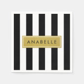 Schwarzweißstreifen, Streifen, Linien, Ihr Name Serviette (Vorderseite)