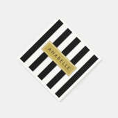 Schwarzweißstreifen, Streifen, Linien, Ihr Name Serviette (Ecke)