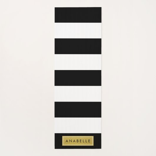 Schwarzweißstreifen, Streifen, Linien, Ihr Name Yogamatte (Rückseite)