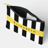 Schwarzweißstreifen, Streifen, Linien, Ihr Name Zubehörtasche (Offen)