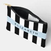 Schwarzweißstreifen, Streifen, Linien, Ihr Name Zubehörtasche (Offen)