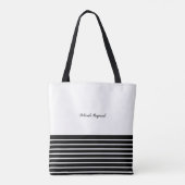 Schwarzweißstreifen und Monogramm Tasche (Rückseite)