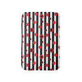 Schwarzweißstreifen und rote Kreise Badematte (Vorderseite Vertikal)