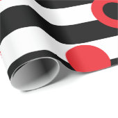 Schwarzweißstreifen und rote Kreise Geschenkpapier (Rolleneckpunkt)