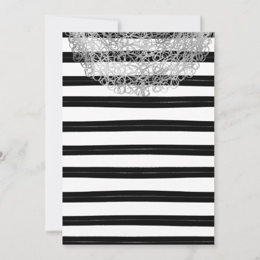 Schwarzweißstreifen und Silberstreifen Einladung (Rückseite)