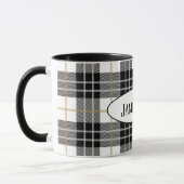 Schwarzweißtartan kariert mit Namen Tasse (Links)