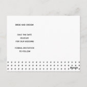 Schwarzweißtypografie Save the Date Postkarte (Rückseite)