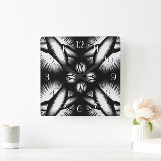 Schwarzweißuhr Quadratische Wanduhr (Zuhause)