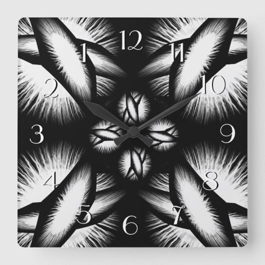 Schwarzweißuhr Quadratische Wanduhr (Vorderseite)