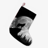 Schwarzweißwolf heult auf dem Mond Kleiner Weihnachtsstrumpf (Vorderansicht (hängend))