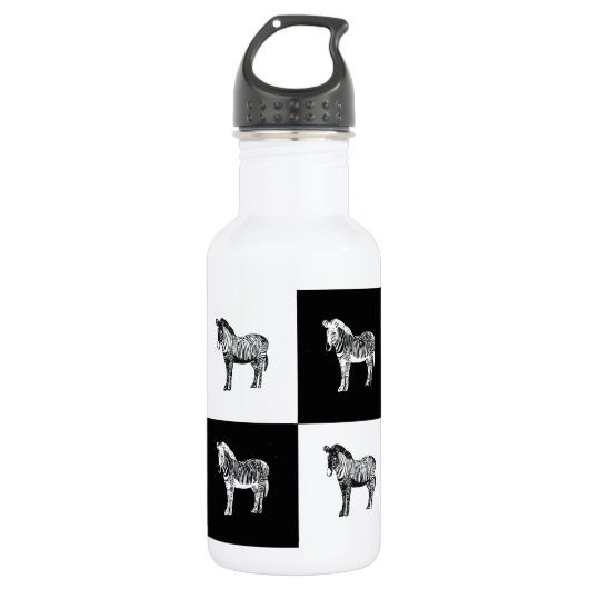 Schwarzweißzebra Edelstahlflasche (Vorderseite)