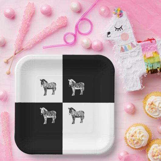 Schwarzweißzebra Pappteller (Party)