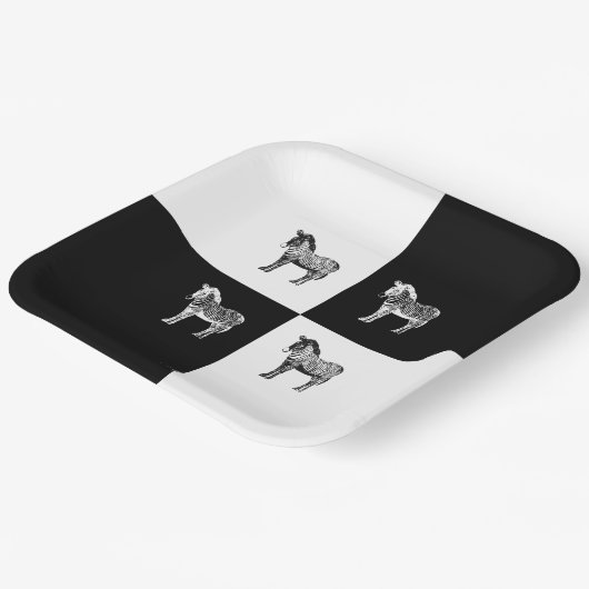 Schwarzweißzebra Pappteller (Gewinkelt)